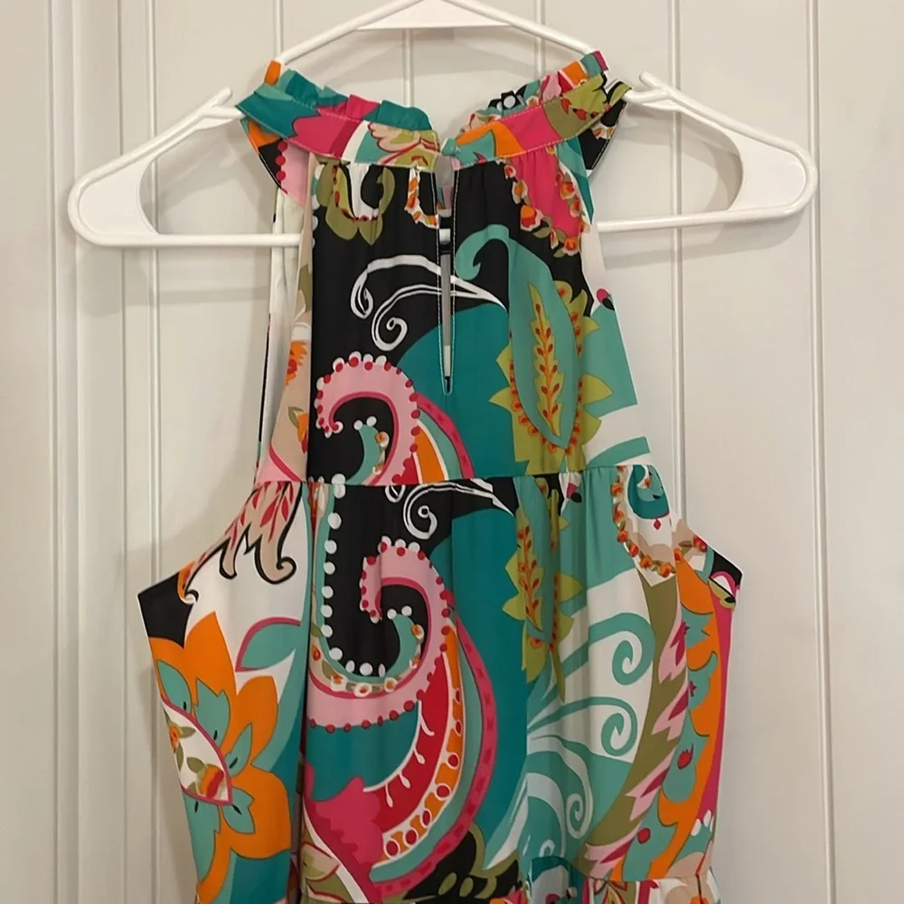 THML Colorful Patterned Maxi Dress size medium halter style no sleeves NWT - Picture 3 of 7